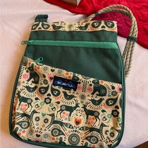 KAVU Forest Green and Beige Crossbody Bag